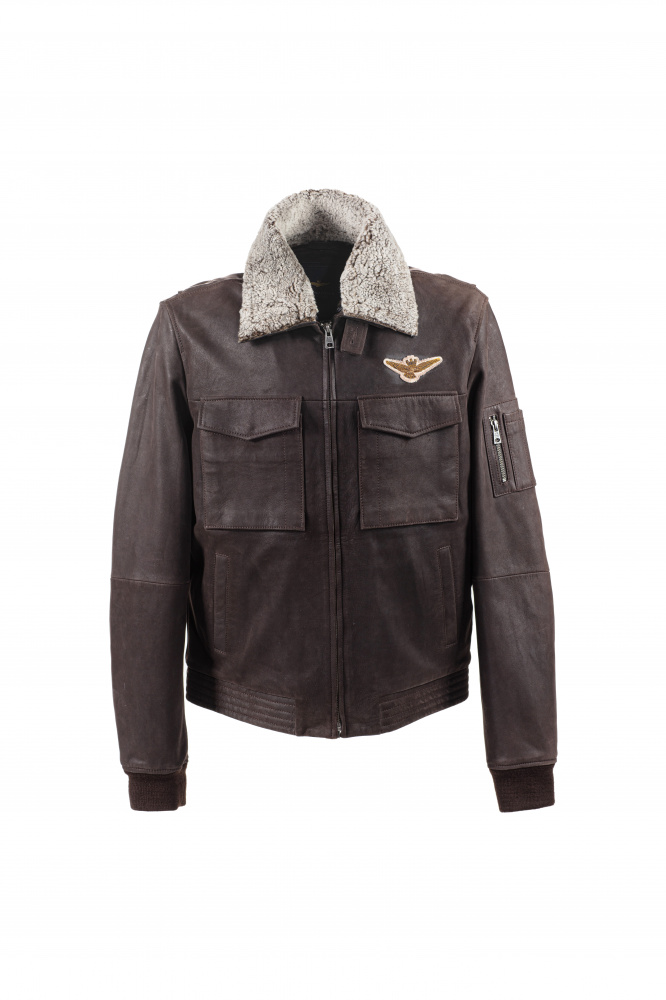 картинка Кожаная куртка мужская Aeronautica Militare  от магазина Одежда+